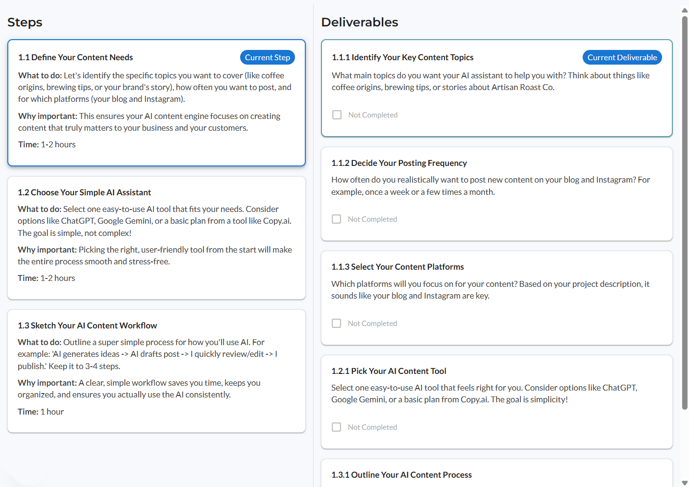 Ardan workspace showing deliverable-driven workflow