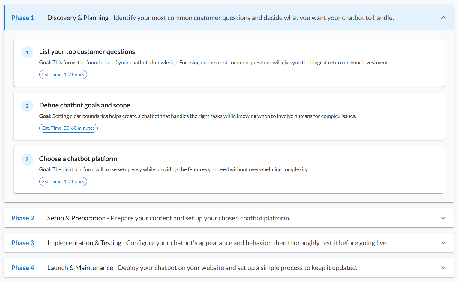 AI Chatbot Implementation project plan