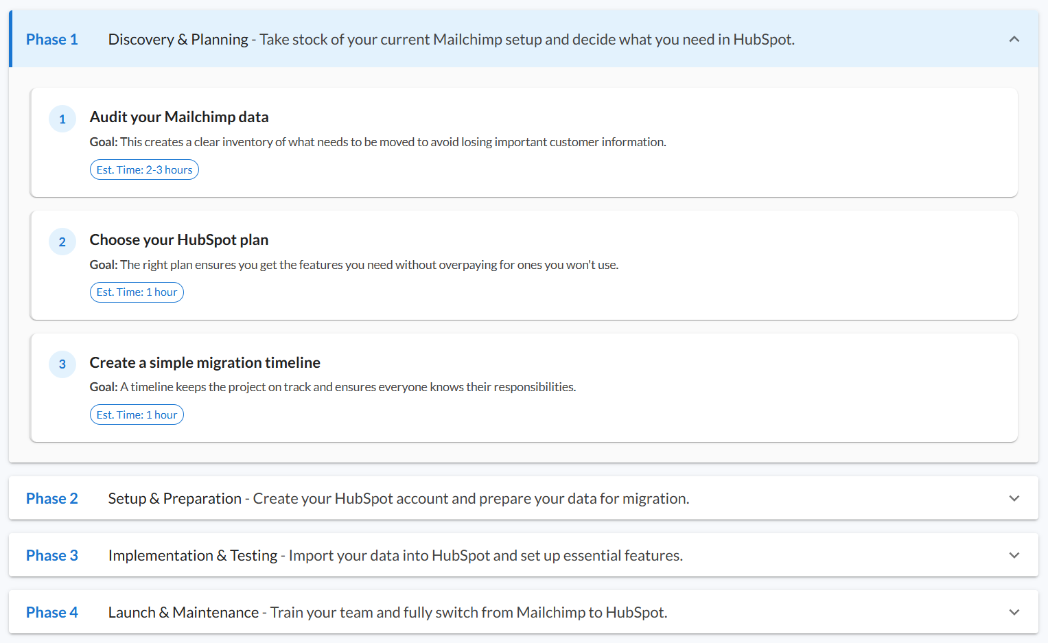 HubSpot CRM Migration project plan